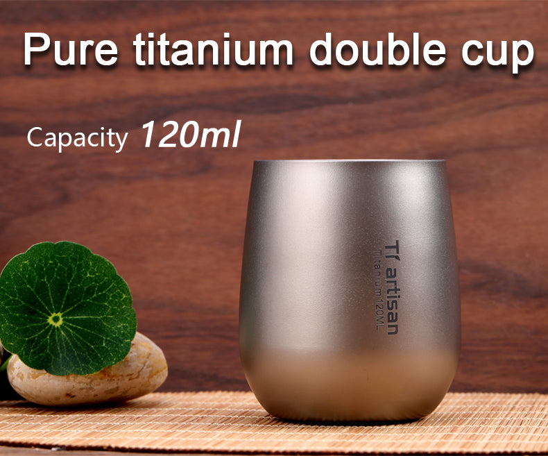 Tiartisan-Double Wall Insulated Titanium Cup, Camping Stacking Mug, Picnic Tea Cup, Coffee or Beer Kitchen Home Office, TA8731