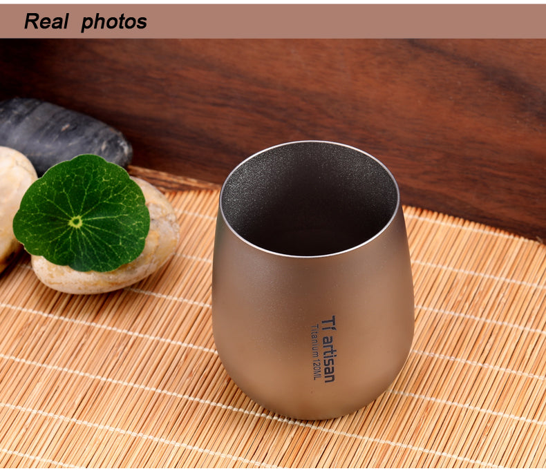 Tiartisan-Double Wall Insulated Titanium Cup, Camping Stacking Mug, Picnic Tea Cup, Coffee or Beer Kitchen Home Office, TA8731